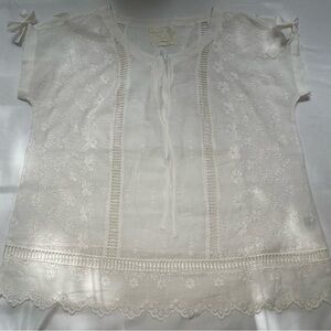 Johnny Was White Embroidered Blouse